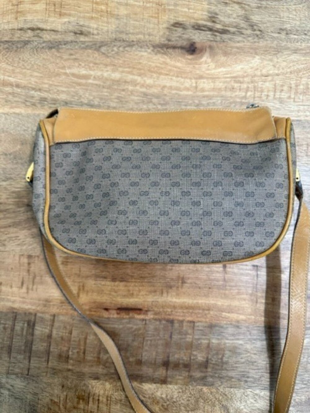 Gucci Micro GG Monogram Adjustable Shoulder Canvas Bag Beige Tan Crossbody Vtg - Picture 11 of 16